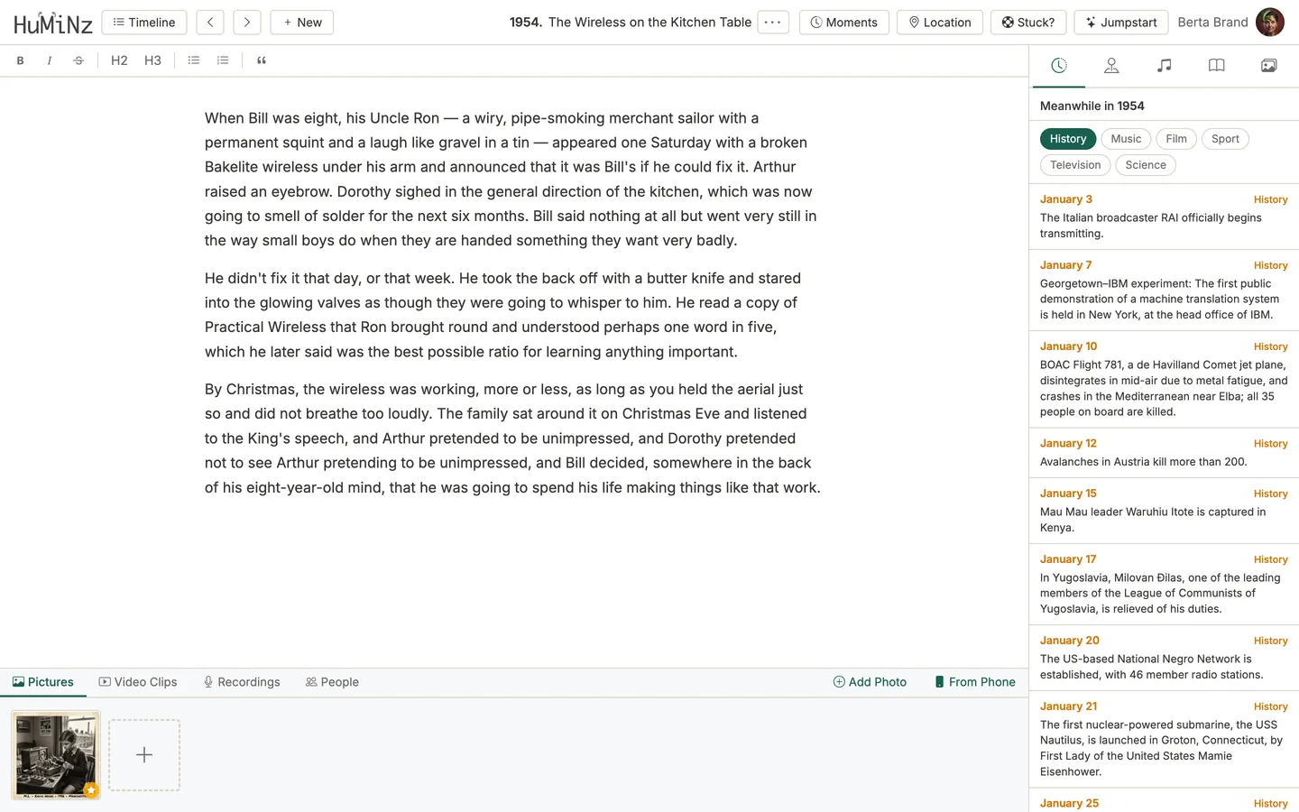 Writing a memoir chapter in the Huminz chapter editor