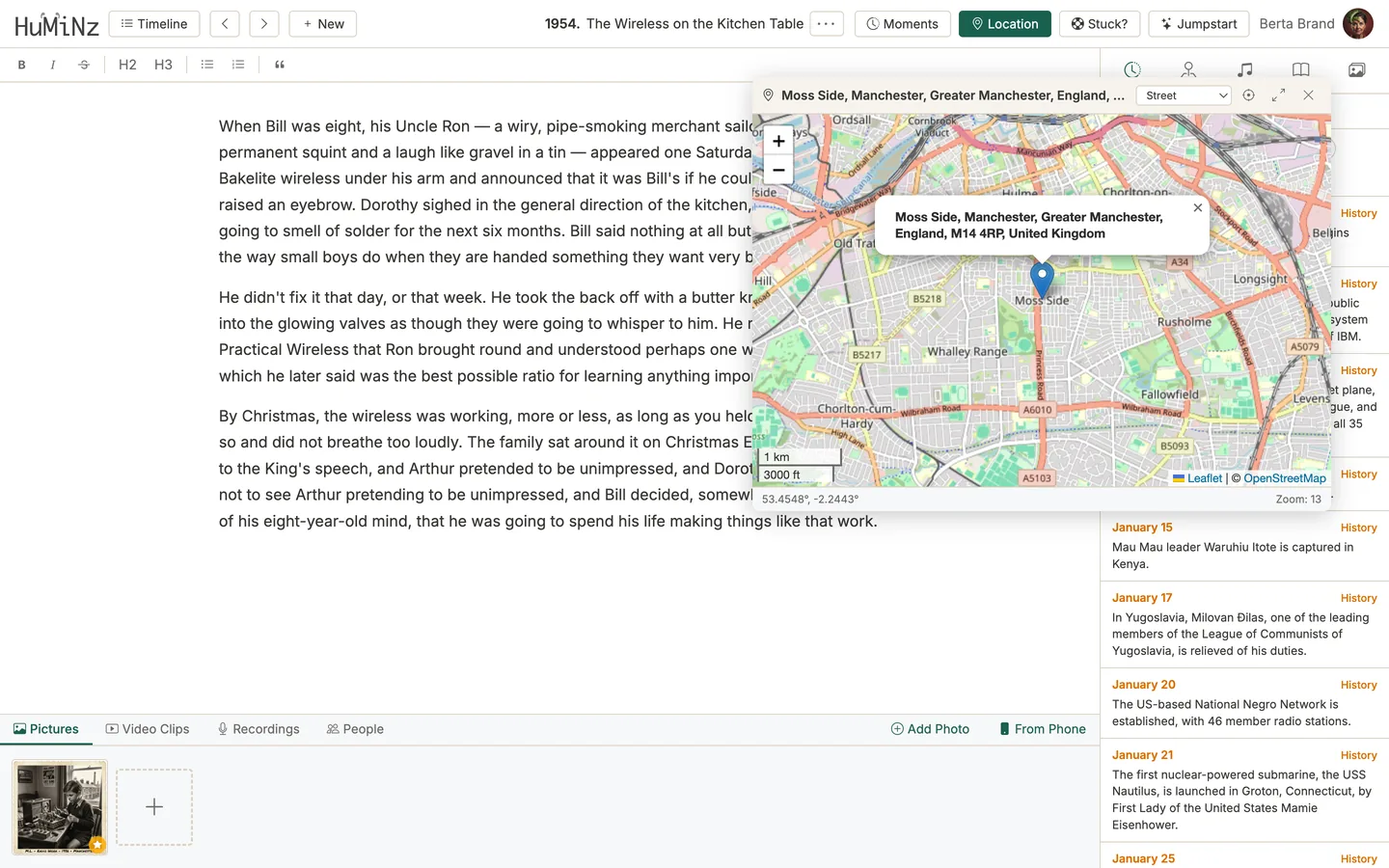 Setting the place a Huminz chapter happened, shown on a map